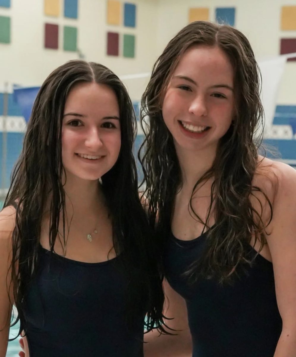 Two Sophomore swimmers Olivia James and Bonnie Arrigo.